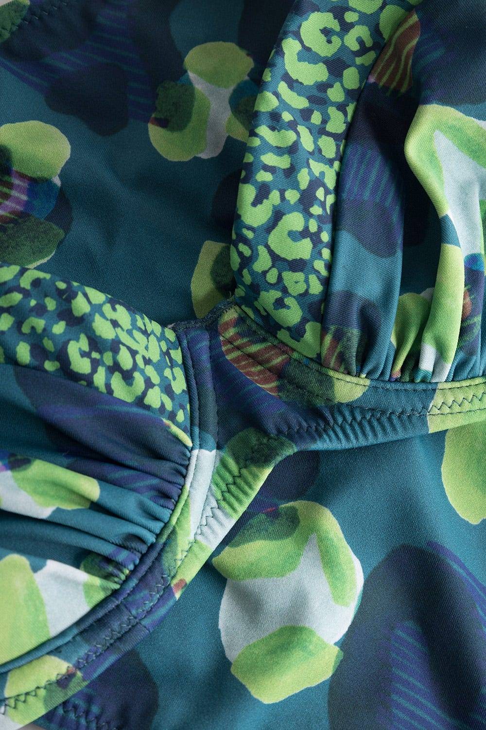 Rösch Bikini-Oberteil Im Leo-Druck-Mix Petrol Recyceltes Polyamid/Elasthan