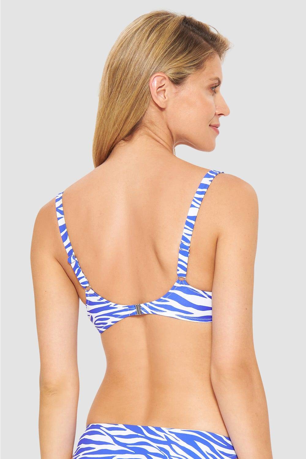 Rösch Bikini-Oberteil Im Modernen Zebradruck Blau-Weiß