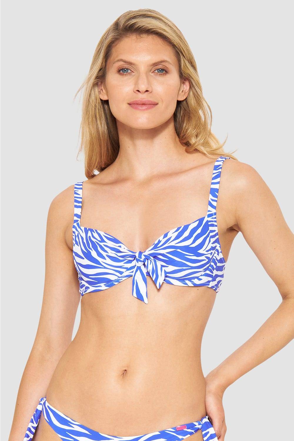 Rösch Bikini-Oberteil im modernen Zebradruck Blau-Weiß