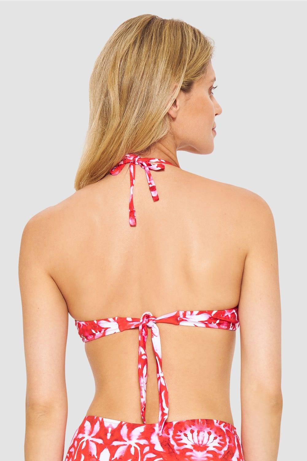 Rösch Bikini-Oberteil Neckholder Im Ornament-Druck Rot-Weiß