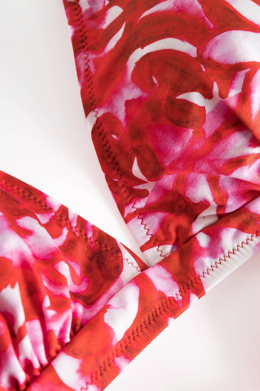 Rösch Bikini-Oberteil Neckholder Im Ornament-Druck Rot-Weiß