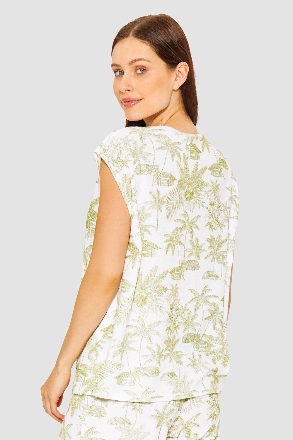 Rösch Frottee-Shirt Im Palmenprint Baumwolle/Polyester