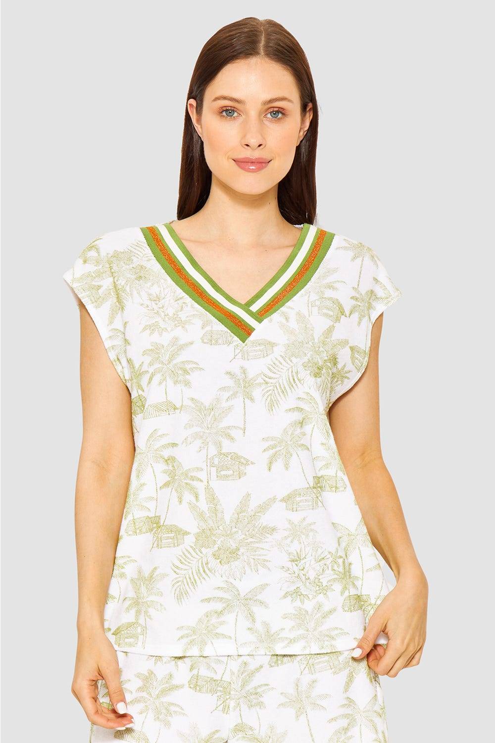 Rösch Frottee-Shirt im Palmenprint Baumwolle/Polyester