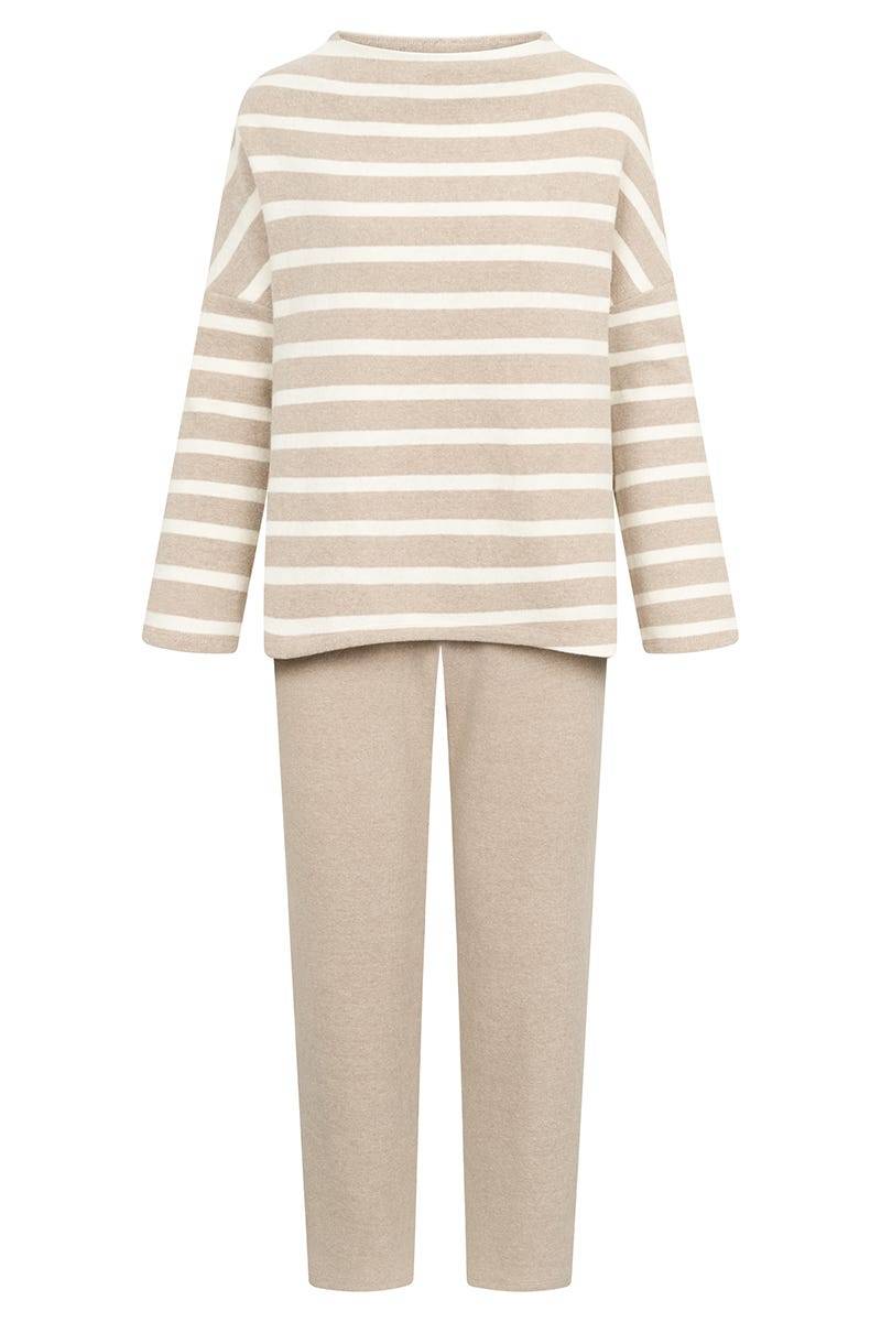 Rösch Hausanzug Im Ringeldruck Hellbraun Aus Strickware