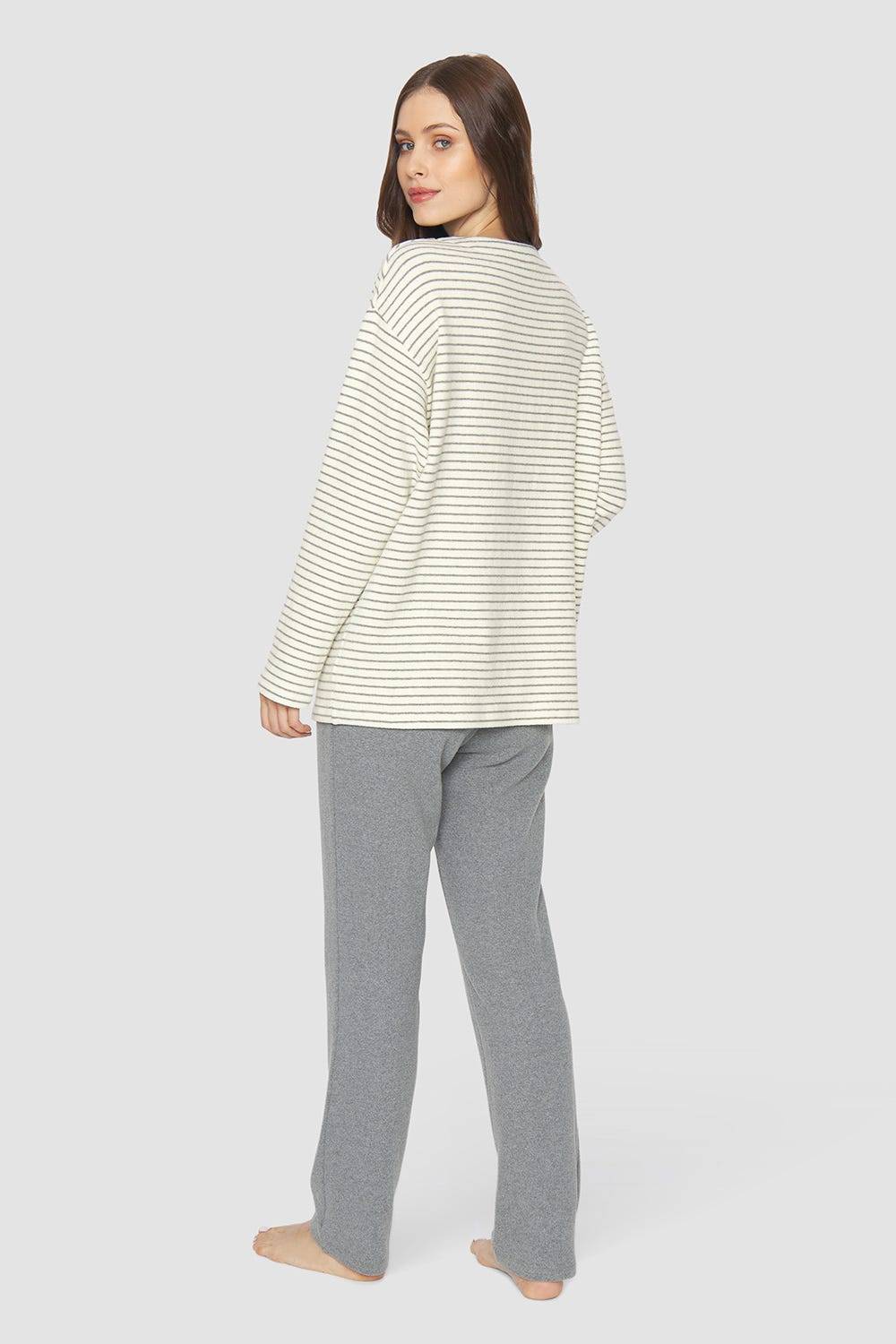 Rösch Hausanzug Mit Ringelmuster Strick Materialmix