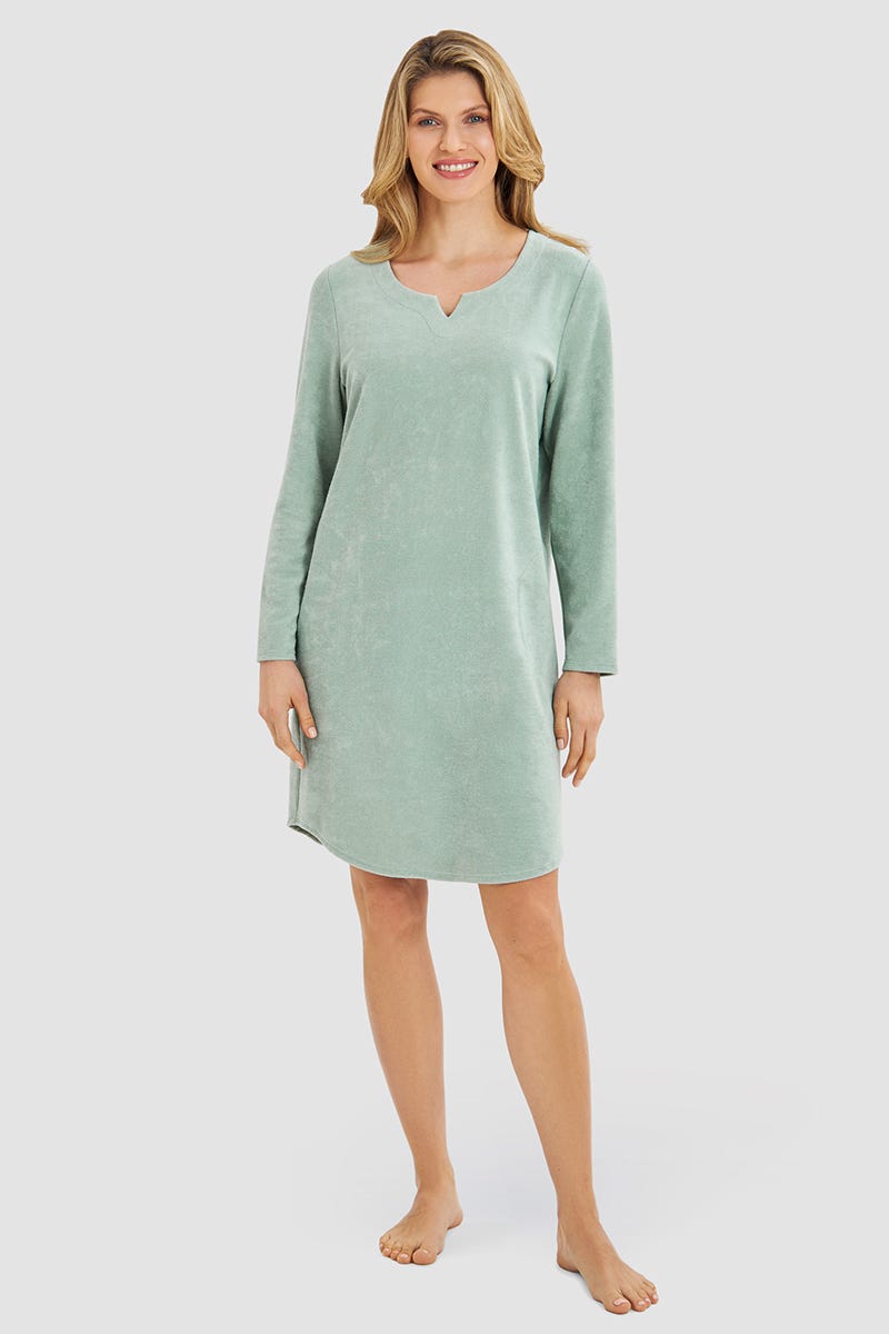 Rösch Hauskleid aus Frottee in Mintgrün Baumwolle/Polyester