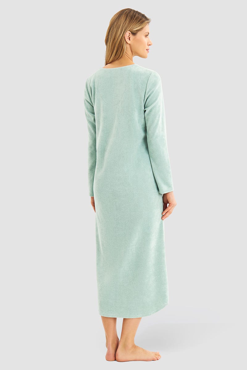 Rösch Hauskleid Aus Frottee In Mintgrün Maxilänge Baumwolle/Polyester