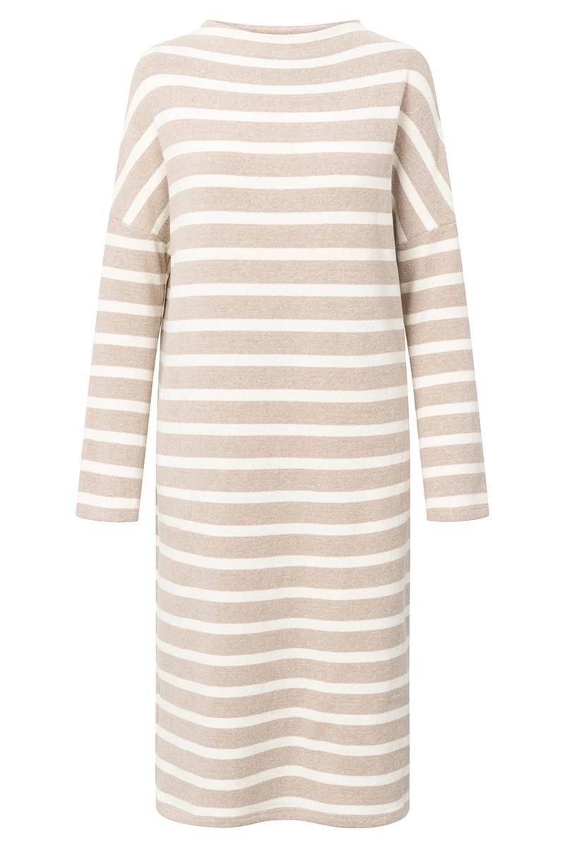 Rösch Hauskleid Im Ringeldruck Hellbraun Aus Strickware