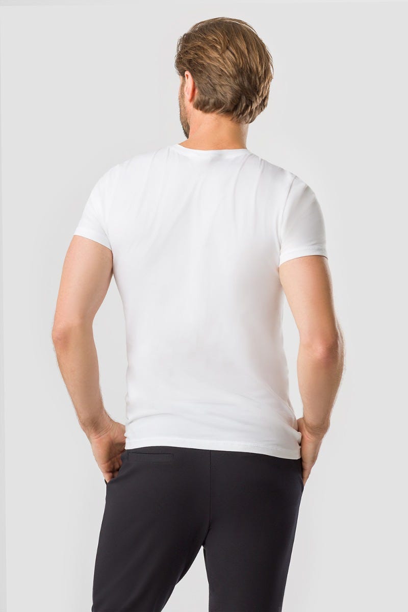 Rösch Herren Basic T-Shirt Mit Rundhals Klassisch Baumwolle/Elasthan