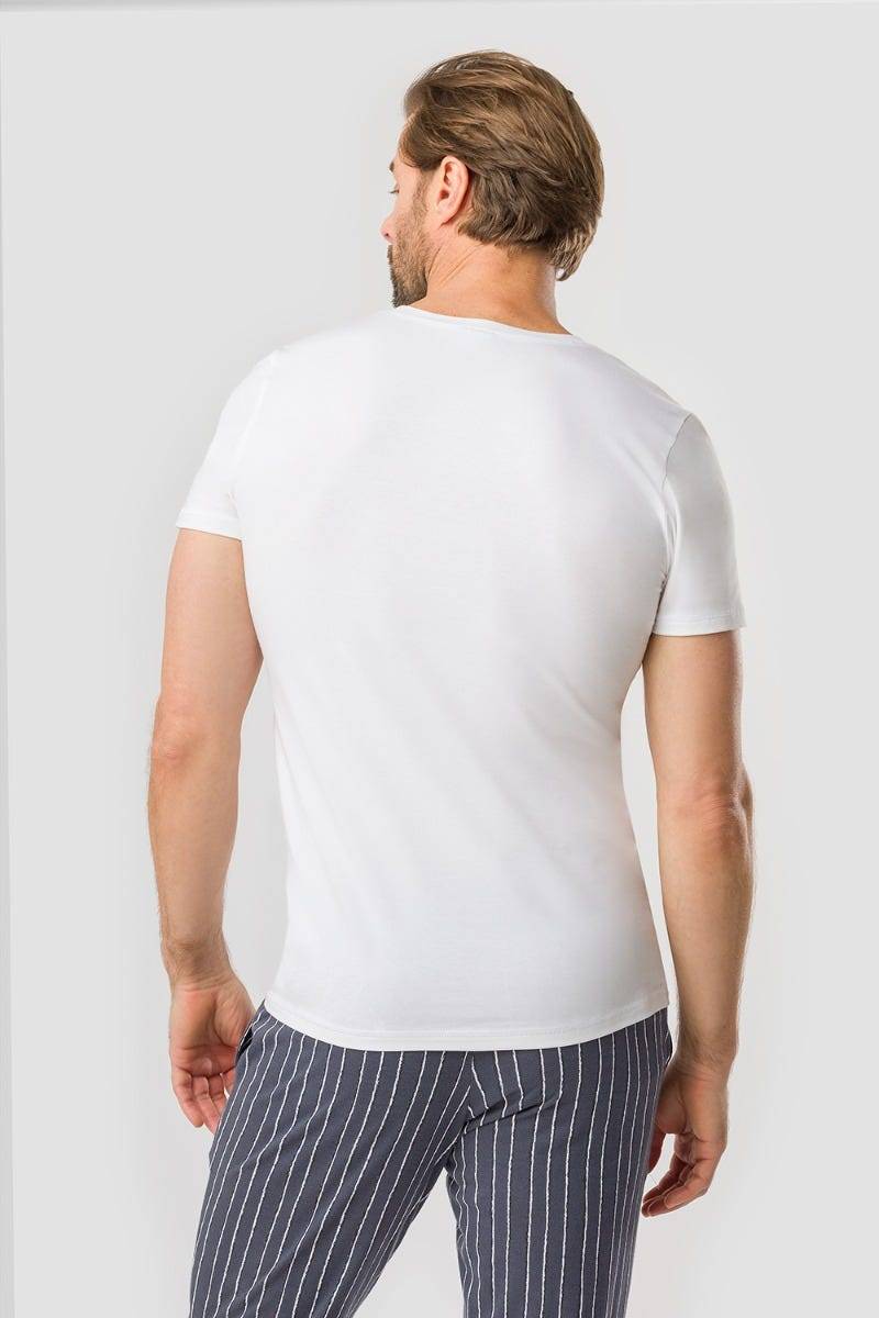 Rösch Herren Basic T-Shirt Mit V-Ausschnitt Klassisch Baumwolle/Elasthan