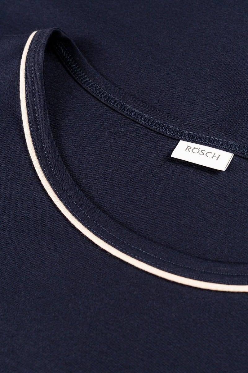 Rösch Herren Kurzer Pyjama Mit Minimalprint Blau Bermuda 100% Baumwolle