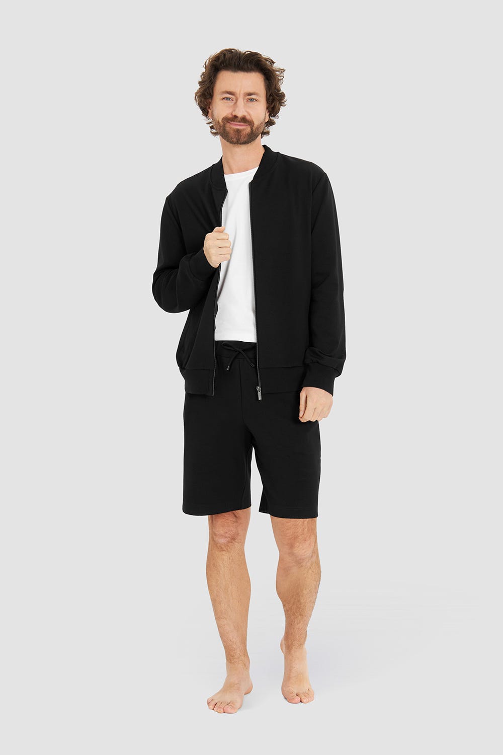 Rösch Herren Loungehose Kurz Mit Biese Jogginghose Lässig Materialmix