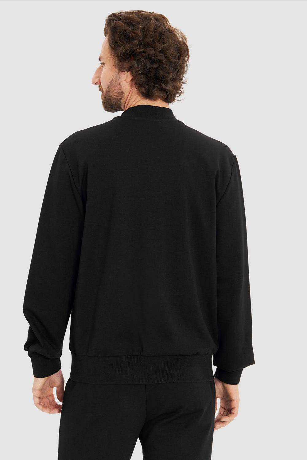 Rösch Herren Loungejacke Blouson College-Style Lässig Materialmix