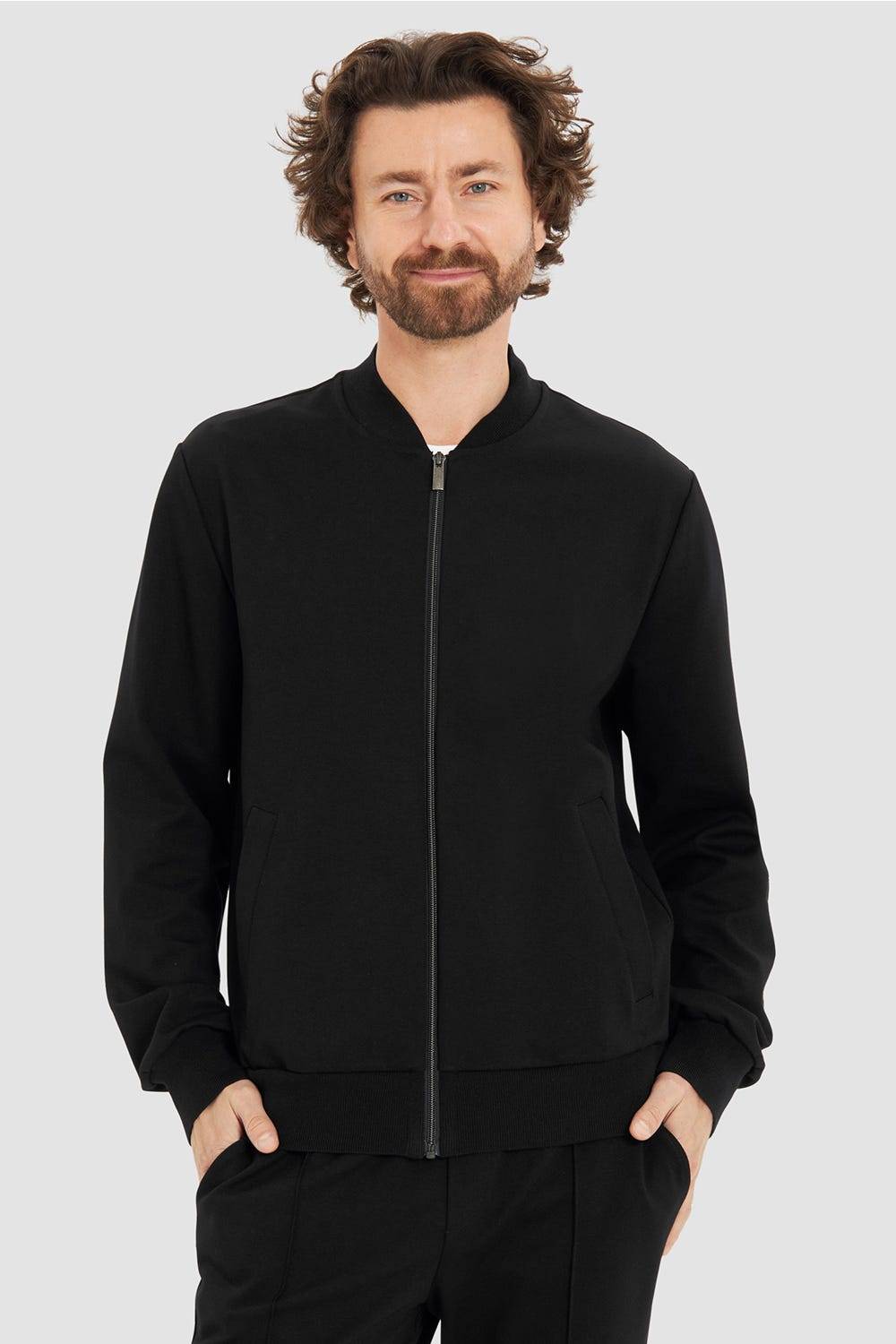 Rösch Herren Loungejacke Blouson College-Style Lässig Materialmix Rösch Herren Loungejacke Blouson College-Style Lässig Materialmix