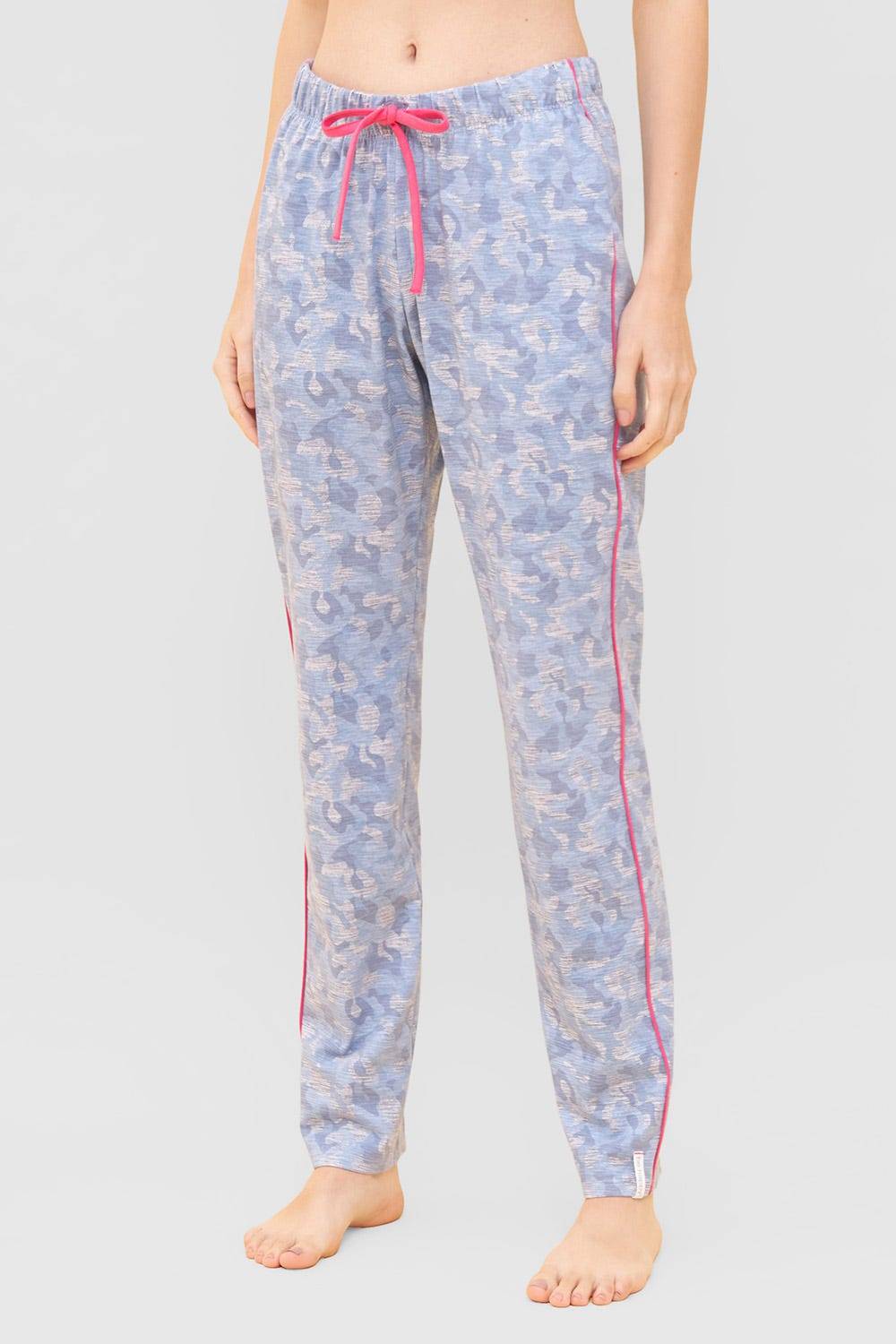 Rösch Hose im blauen Camouflage-Druck Kontrast-Streifen Mix &amp; Match Baumwolle/Elasthan