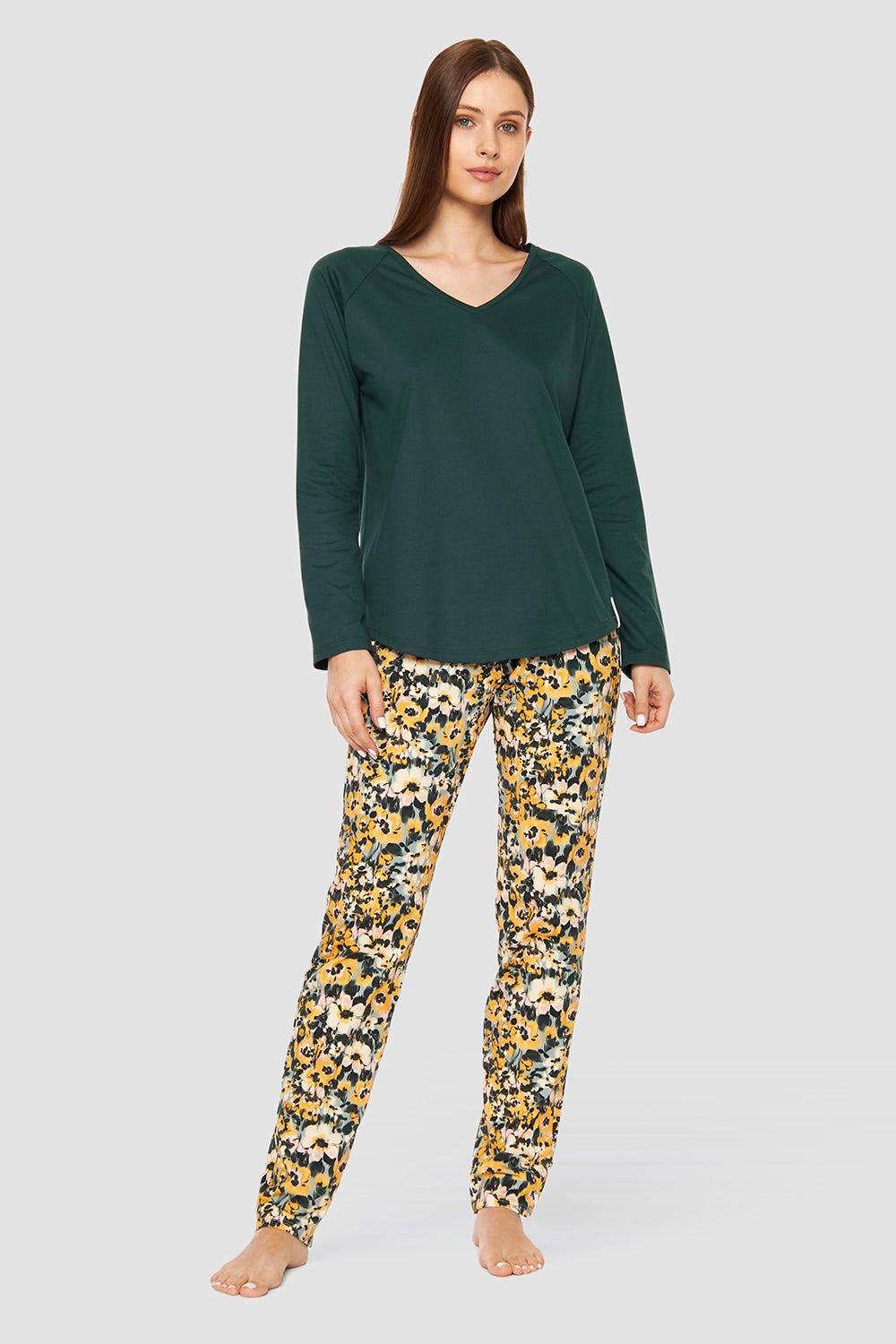 Rösch Hose Im Gelben Blumenmuster Baumwolle/Elasthan