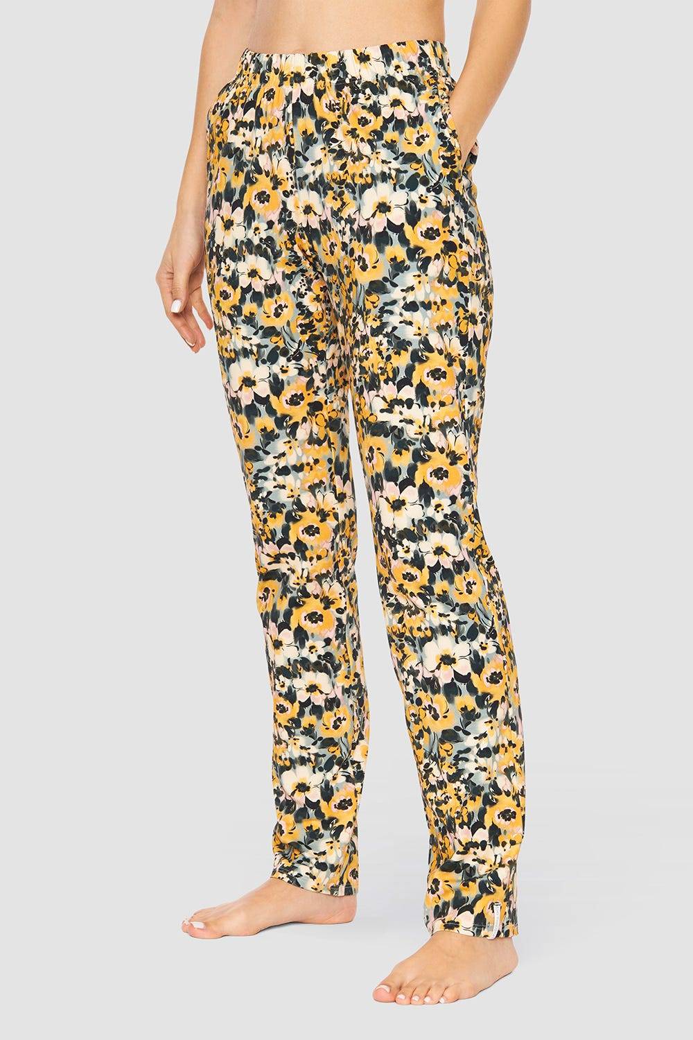 Rösch Hose im gelben Blumenmuster Baumwolle/Elasthan