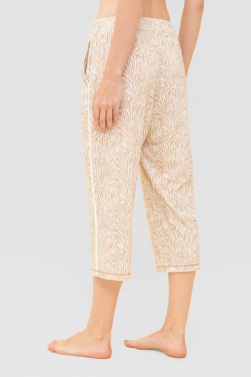 Rösch Hose Im Zebra-Druck Beige Paspel Ziernähte Mix &amp; Match Baumwolle/Modal