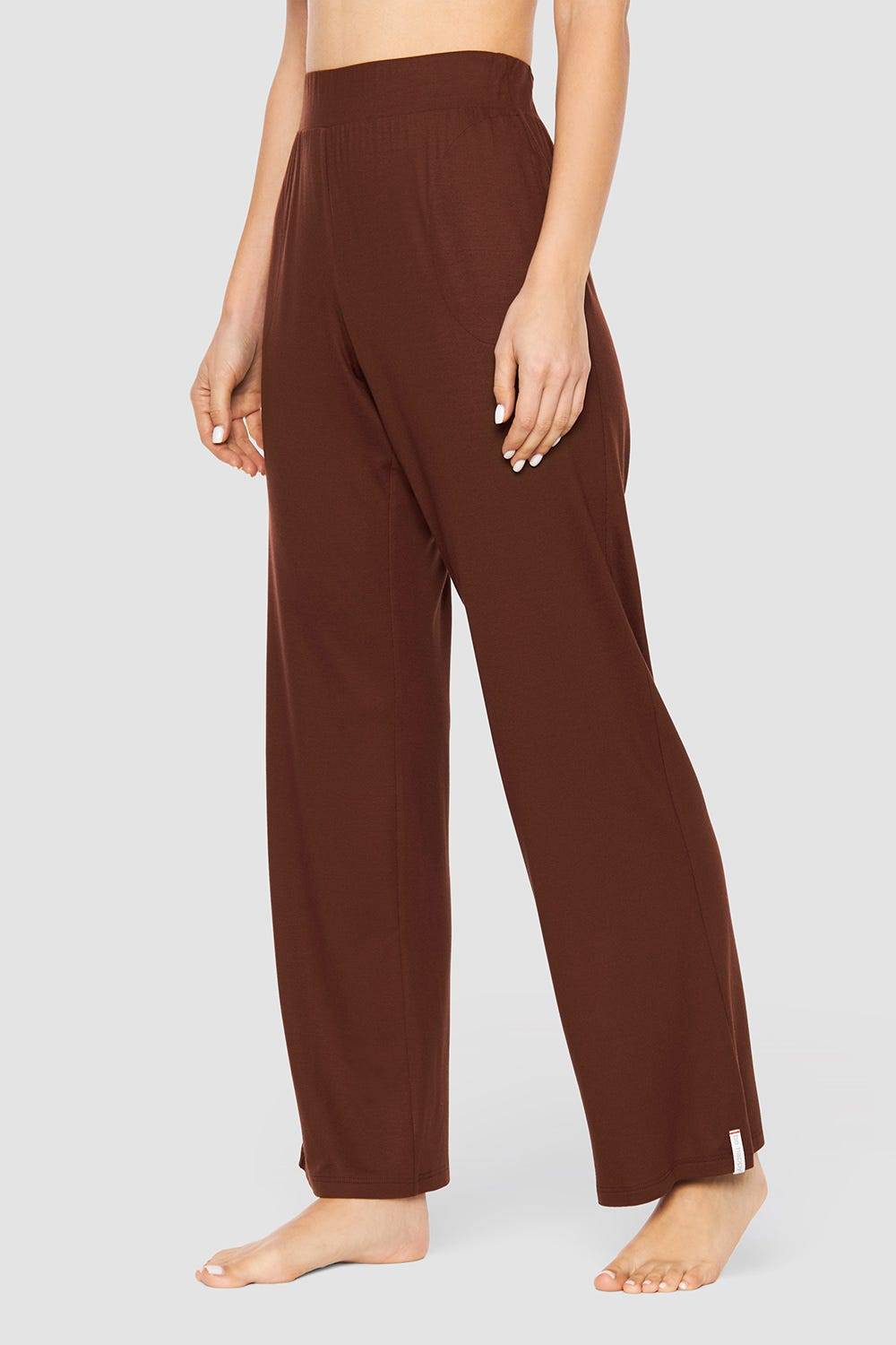 Rösch Hose mit weitem Bein Braun Basic Viskose/Elasthan