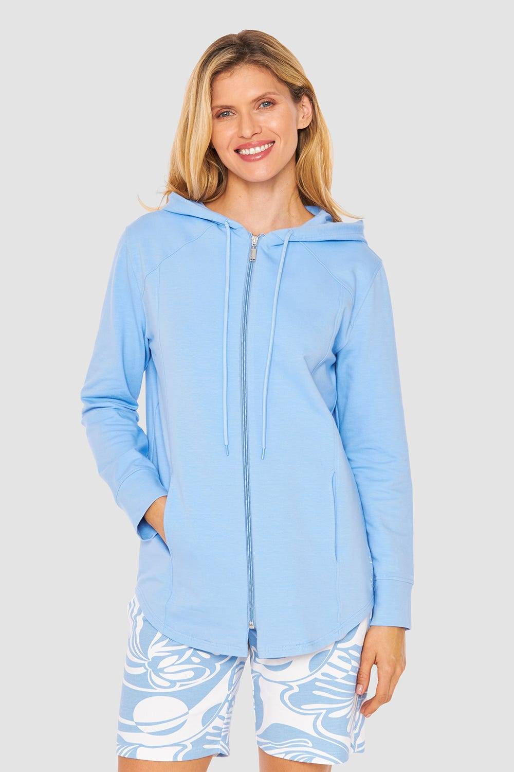 Rösch Jacke mit Kapuze und Reißverschluss Sweat Taschen Baumwolle/Elasthan