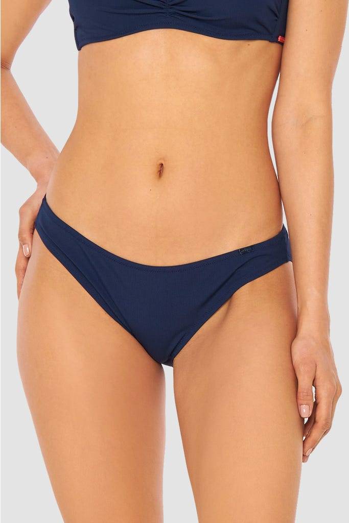 Rösch Klassische Bikini Hose Dunkelblau modern Ripp recyceltes Polyester/Elasthan