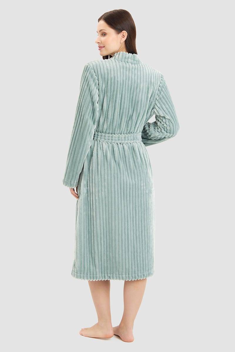 Rösch Morgenmantel Aus Flausch In Moderner Ripp-Optik 100% Polyester