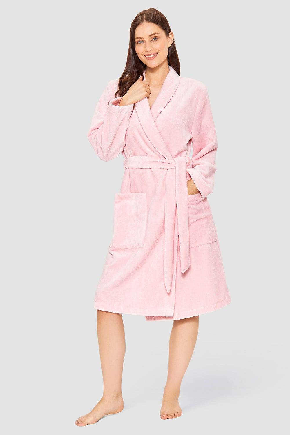 Rösch Morgenmantel aus Flausch kuschelig Materialmix