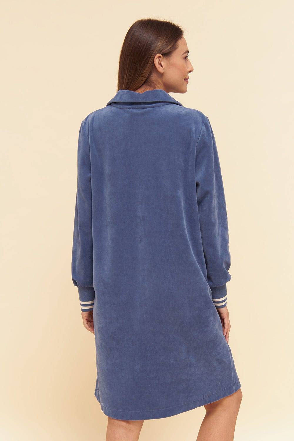 Rösch Morgenmantel Aus Nicki Blouson-Style Sportive Streifen Stickbündchen Baumwolle/Polyester