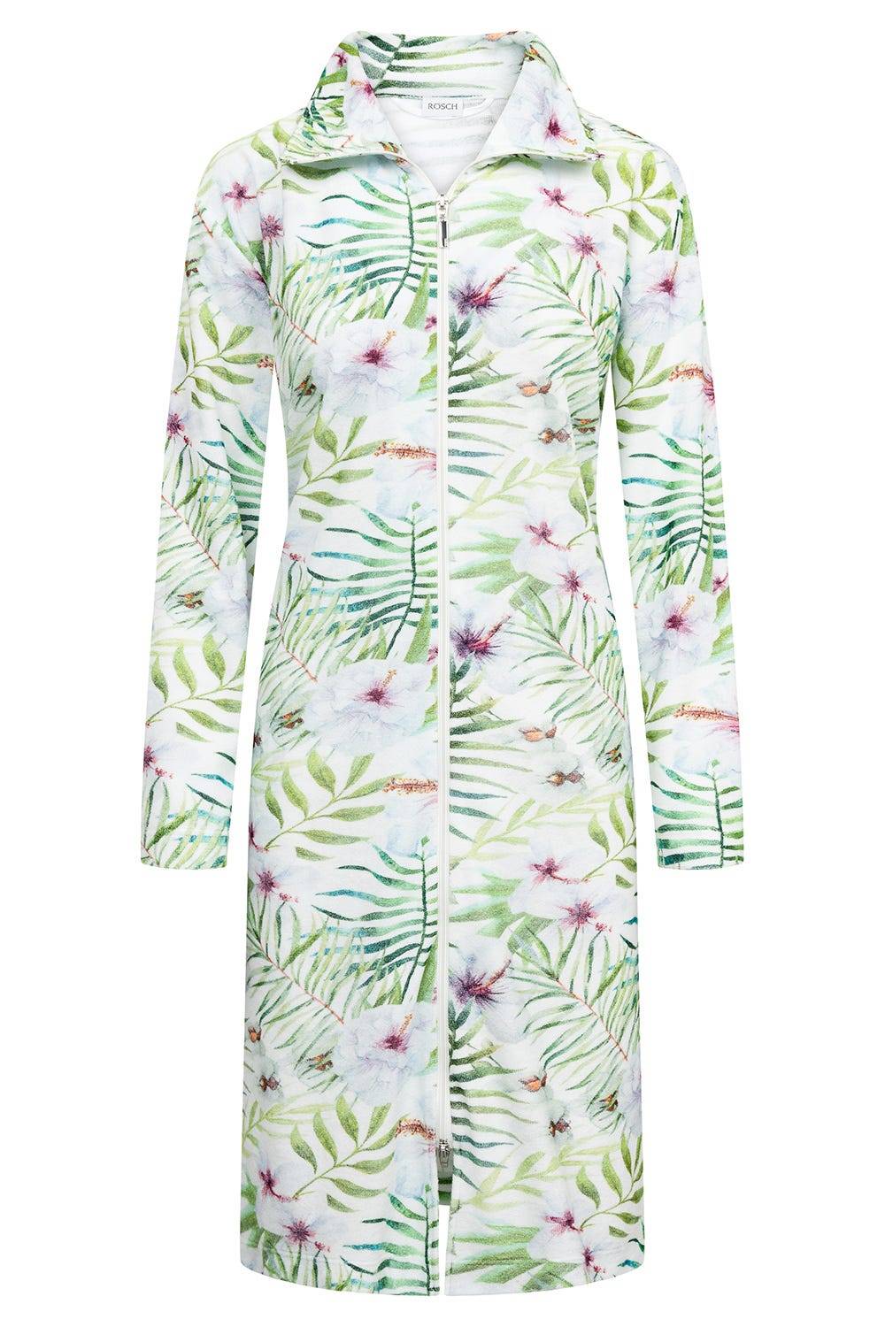 Rösch Morgenmantel Im Exotischem Blumendruck Frottee Baumwolle/Polyester