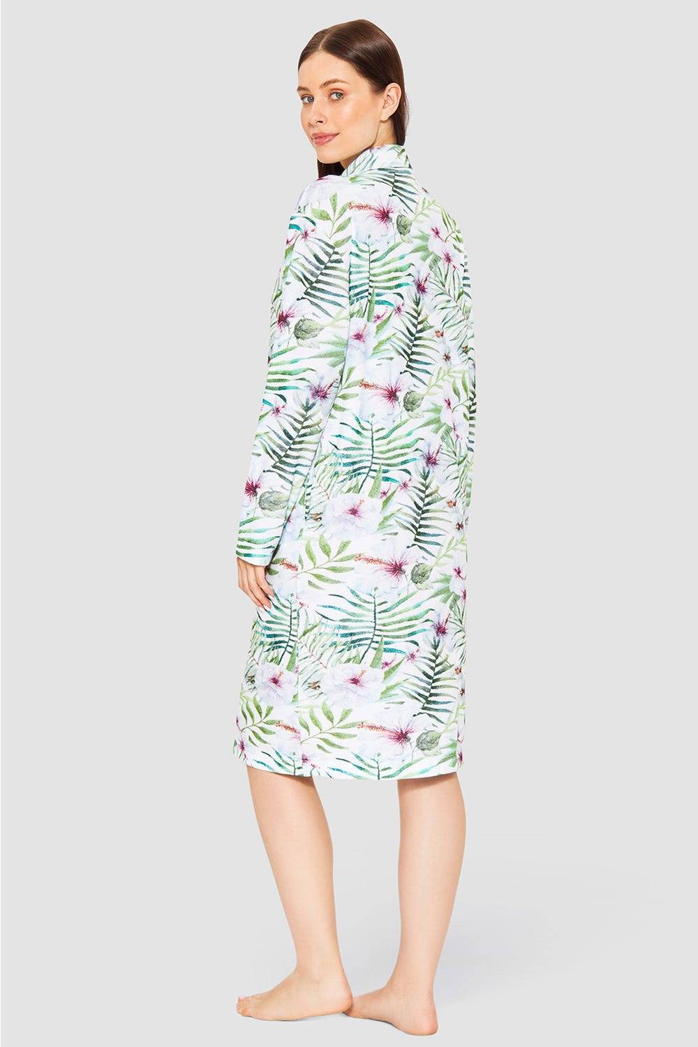 Rösch Morgenmantel Im Exotischem Blumendruck Frottee Baumwolle/Polyester