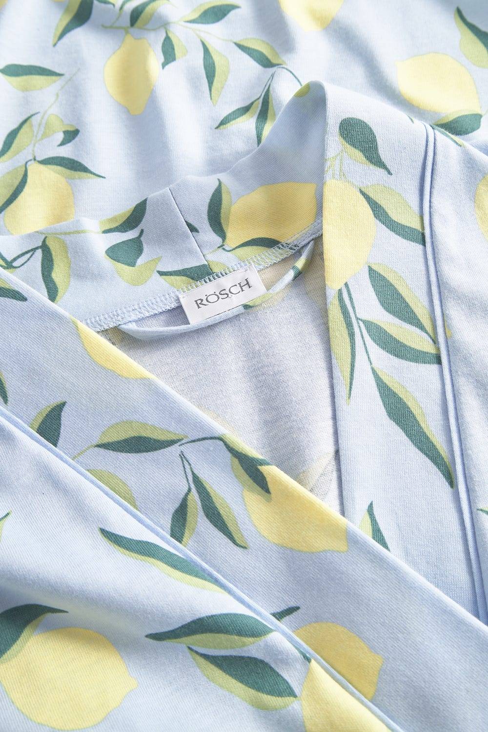 Rösch Morgenmantel Im Zitronendruck Sommerlich 100% Baumwolle
