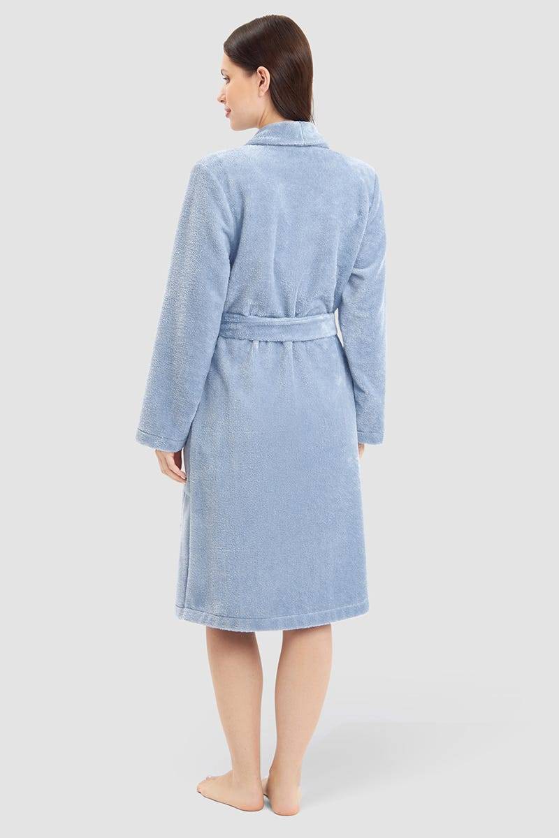 Rösch Morgenmantel In Wickelform Aus Flausch Materialmix