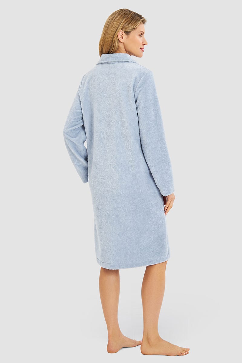 Rösch Morgenmantel Mit Reißverschluss Aus Flausch Materialmix