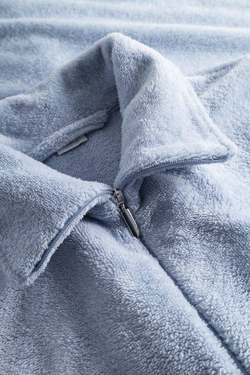 Rösch Morgenmantel Mit Reißverschluss Aus Flausch Materialmix