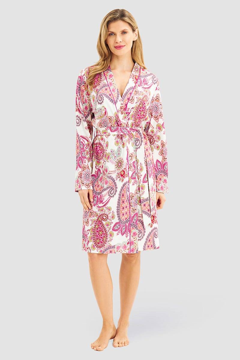 Rösch Morgenmantelim Paisley-Druck Beerenfarben Baumwolle/Modal