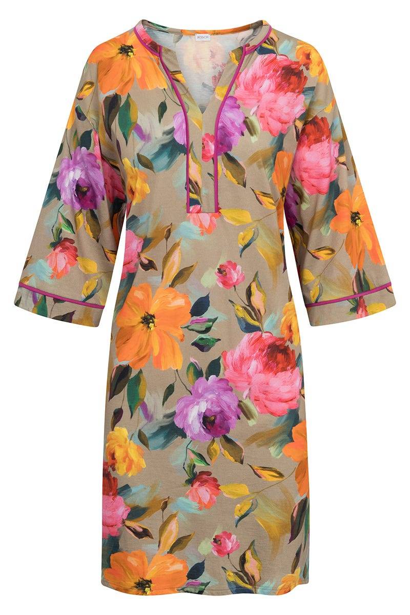 Rösch Nachthemd Im Aquarell-Blüten-Druck Baumwolle/Modal