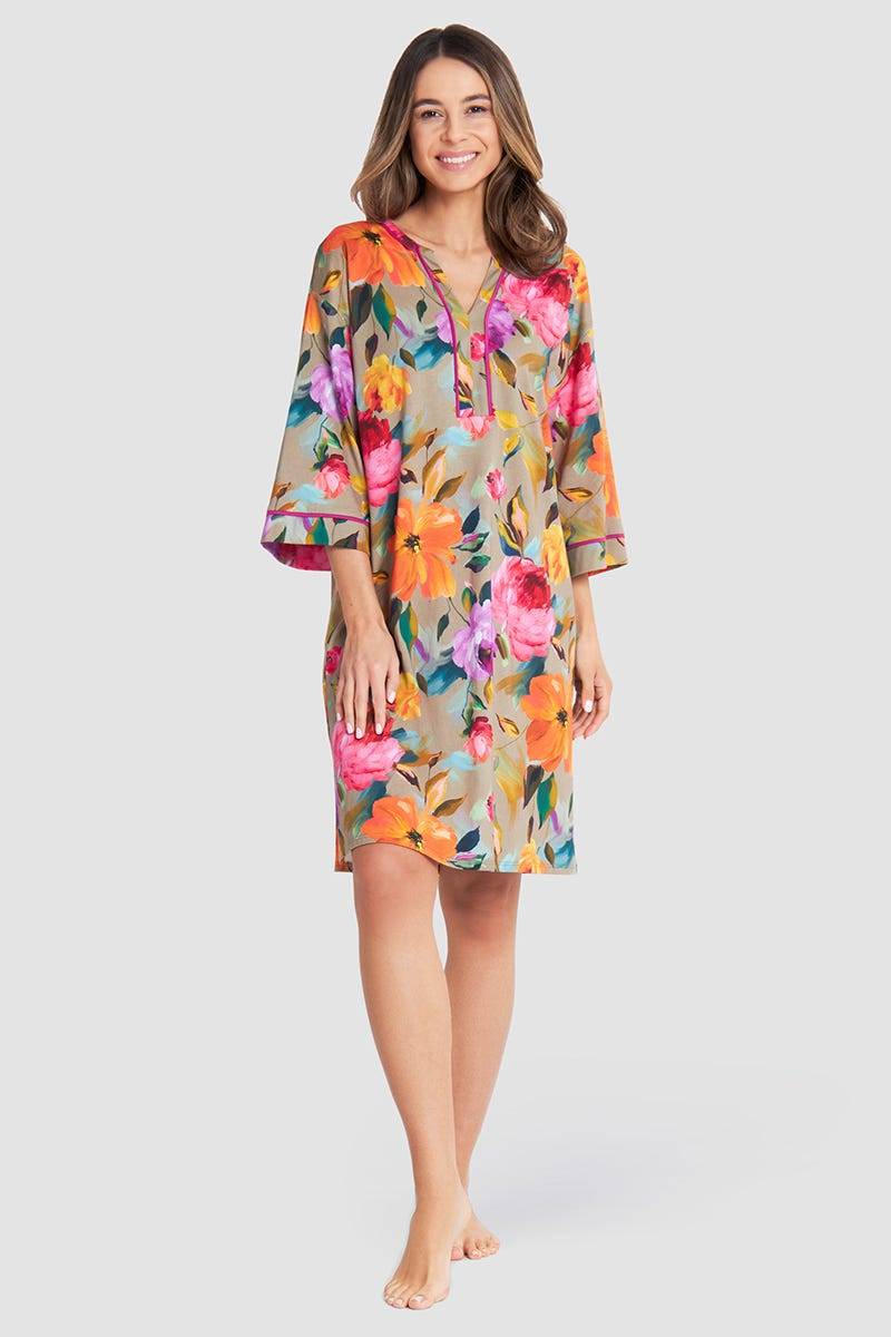 Rösch Nachthemd im Aquarell-Blüten-Druck Baumwolle/Modal