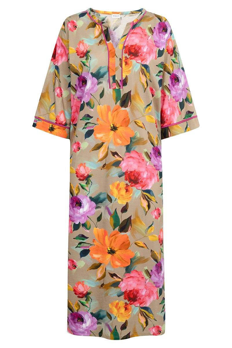 Rösch Nachthemd Im Aquarell-Blüten-Druck Maxi-Länge Baumwolle/Modal