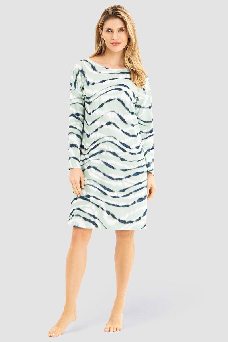 Rösch Nachthemd im Batidruck Mintgrün 100% Baumwolle