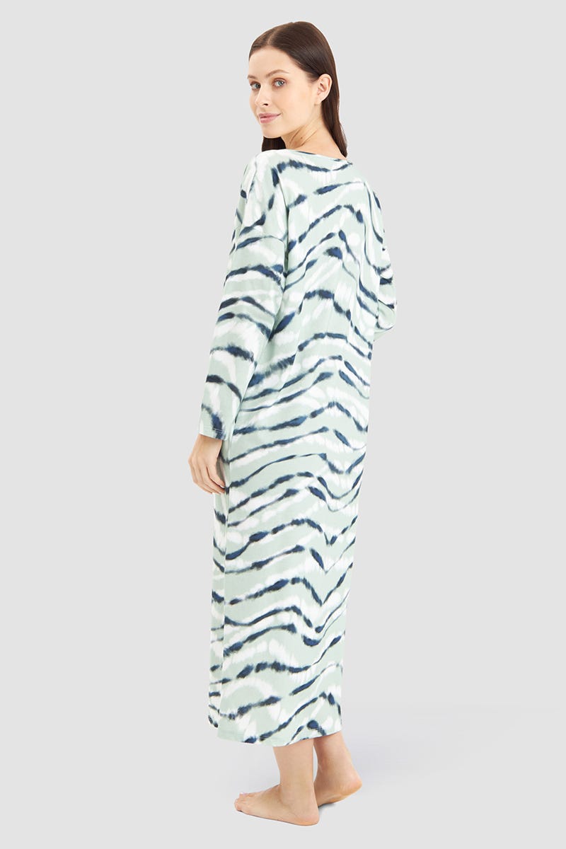 Rösch Nachthemd Im Batidruck Mintgrün Maxilänge 100% Baumwolle