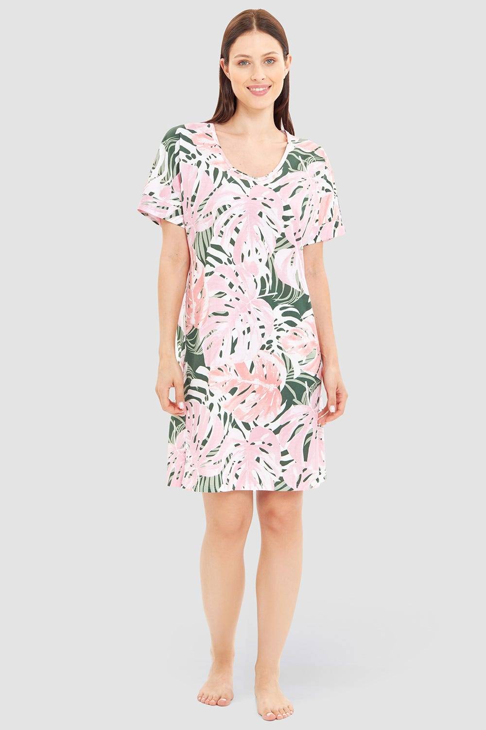 Rösch Nachthemd im Blätterdruck exotisch 100% Baumwolle