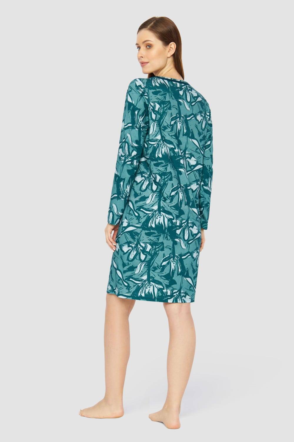 Rösch Nachthemd Im Blumenmuster Petrol 100% Baumwolle