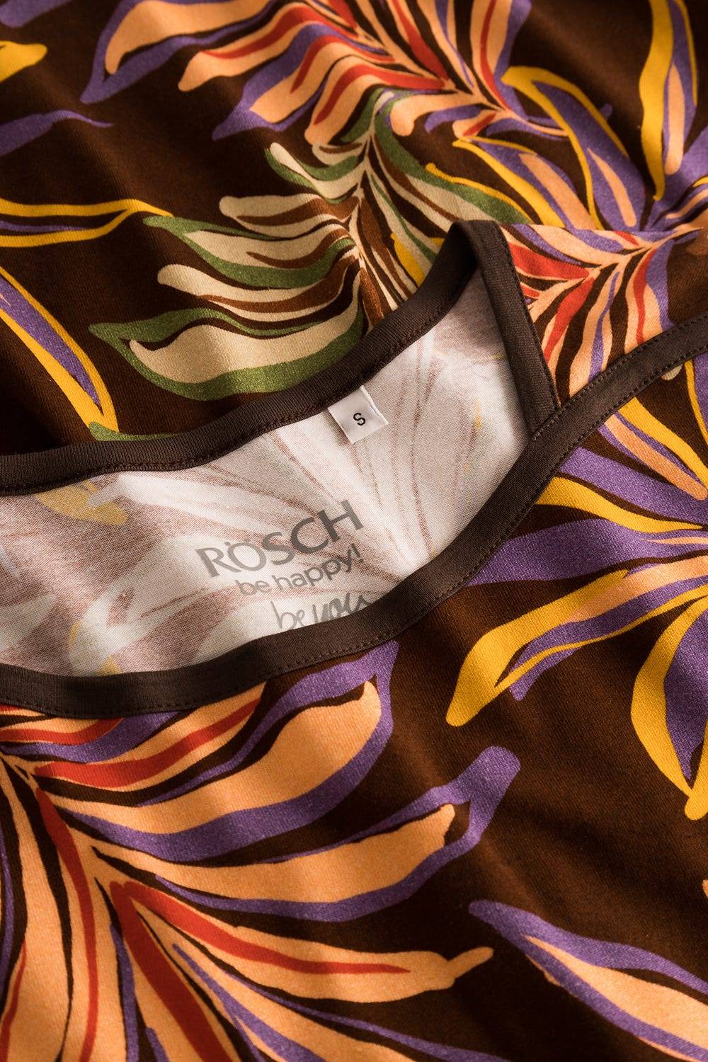 Rösch Nachthemd Im Bunten Blätterdruck Braun Baumwolle/Elasthan