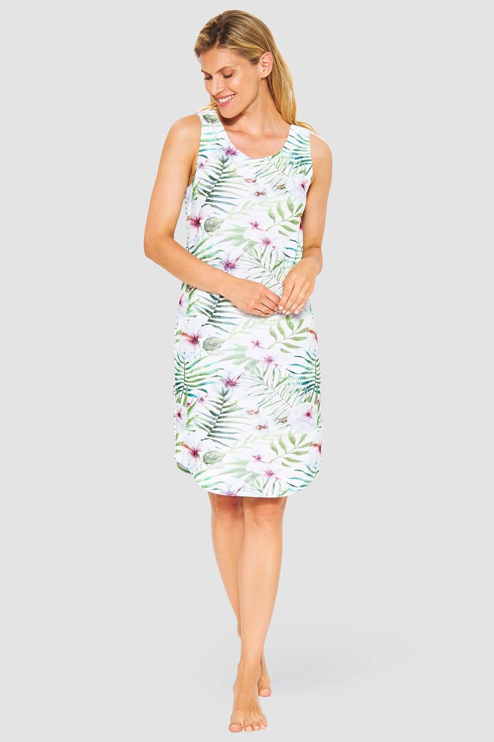 Rösch Nachthemd im exotischem Blumendruck Frottee Baumwolle/Polyester