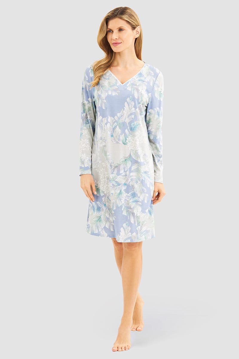 Rösch Nachthemd im Federdruck Art-Style Baumwolle/Modal