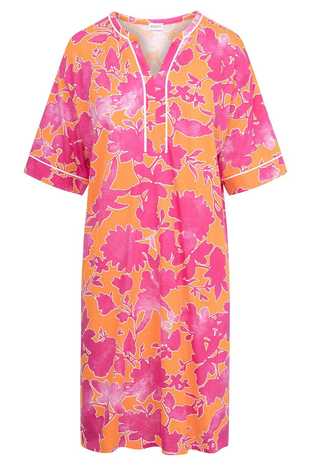 Rösch Nachthemd Im Floralen Druck Orange-Pink Tunika-Style Baumwolle/Modal