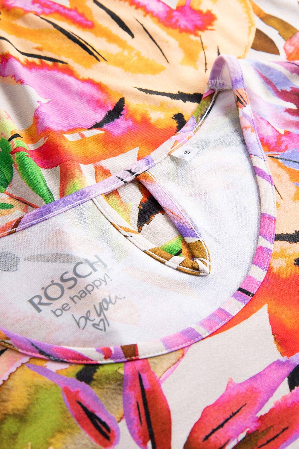 Rösch Nachthemd Im Fröhlichen Blätter-Druck Bunt Rundhals Sommer Viskose/Elasthan