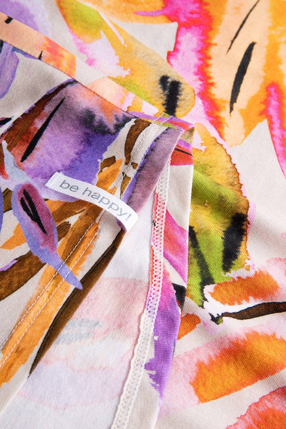 Rösch Nachthemd Im Fröhlichen Blätter-Druck Bunt Rundhals Sommer Viskose/Elasthan