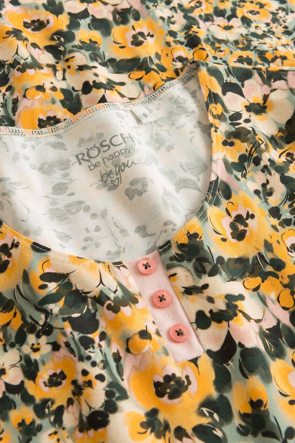 Rösch Nachthemd Im Gelben Blumenmuster Baumwolle/Elasthan