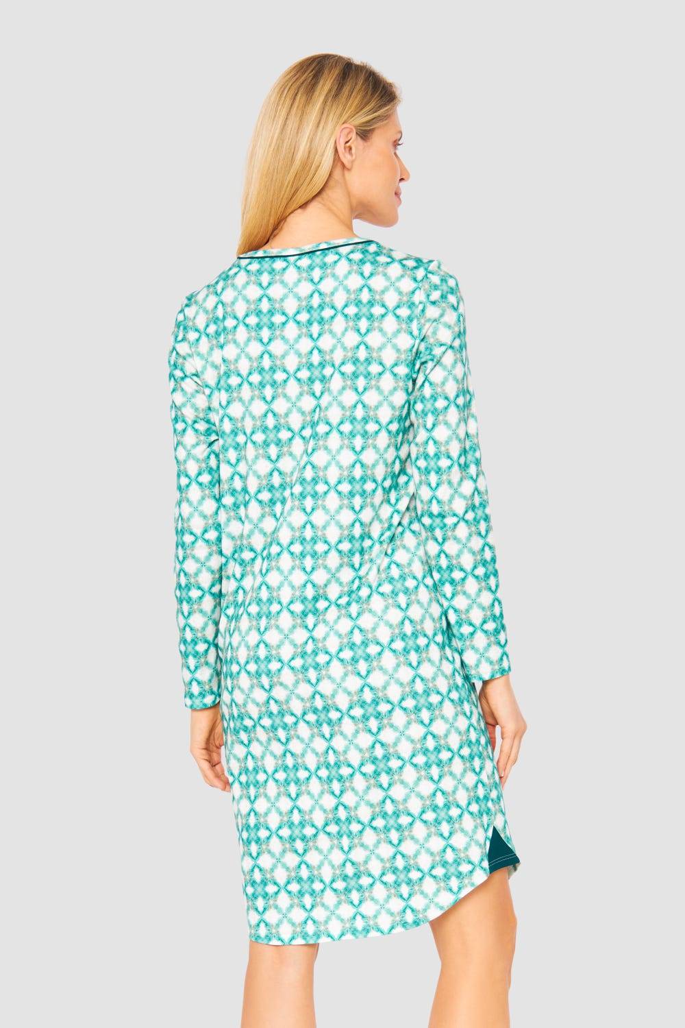 Rösch Nachthemd Im Grafischen Druck Petrol 100% Baumwolle